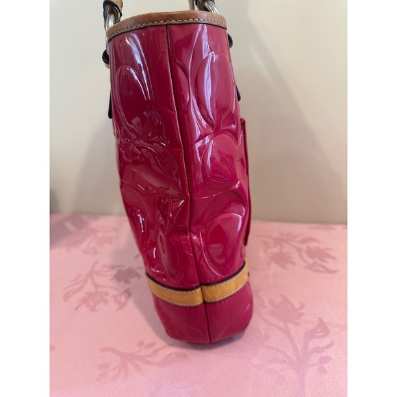 Coach Peyton Signature C Embossed Patent Leather Satchel Shoulder Bag - Picture 5 of 11